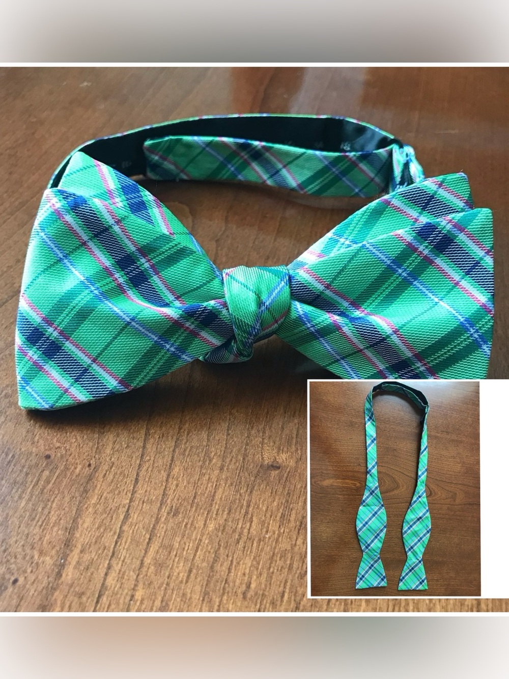 CROFT & BARROW Green Plaid Bow Tie